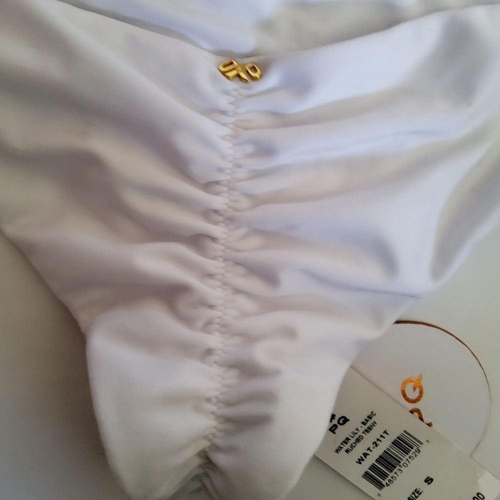 PQ Swim Set Saw Jasmine Underwire Top & Water Lily Basic Ruched Teeny Bottom S - Picture 5 of 9